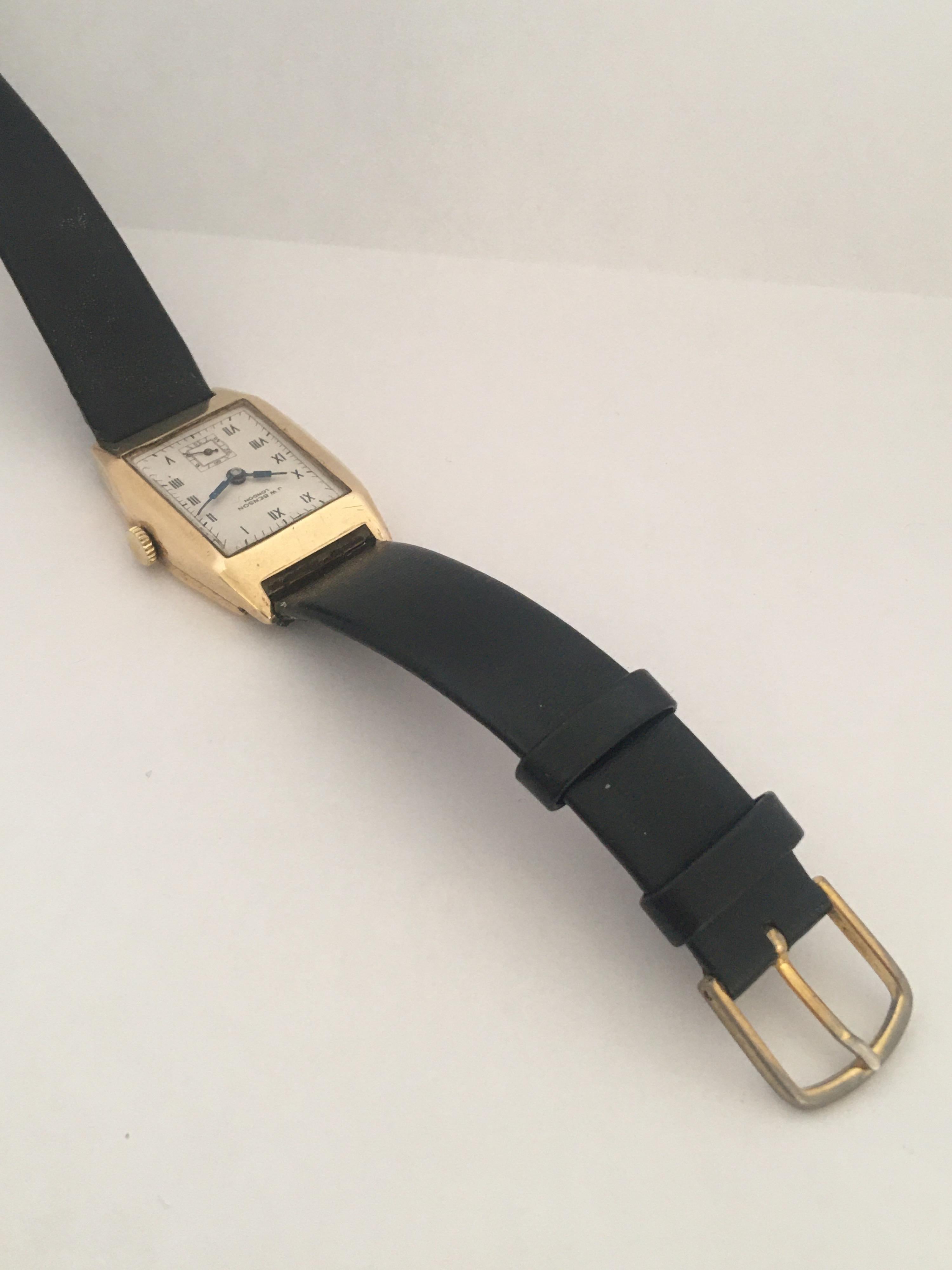 Women's or Men's 9 Karat Gold Vintage 1930s J. W. Benson London Mechanical Watch