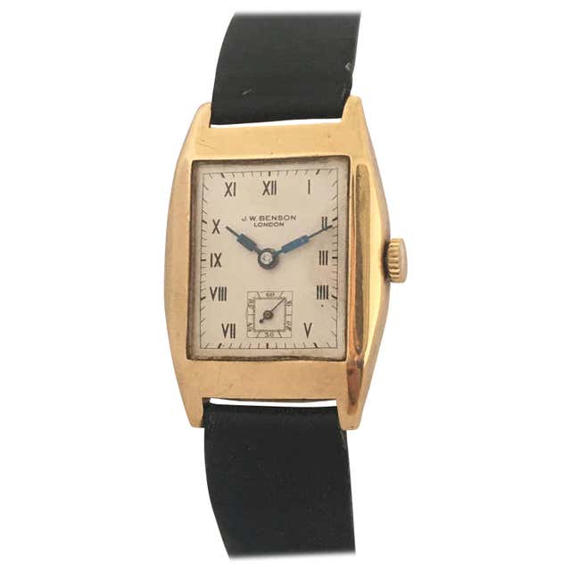 9 Karat Gold Vintage 1930s J. W. Benson London Mechanical Watch at 1stDibs