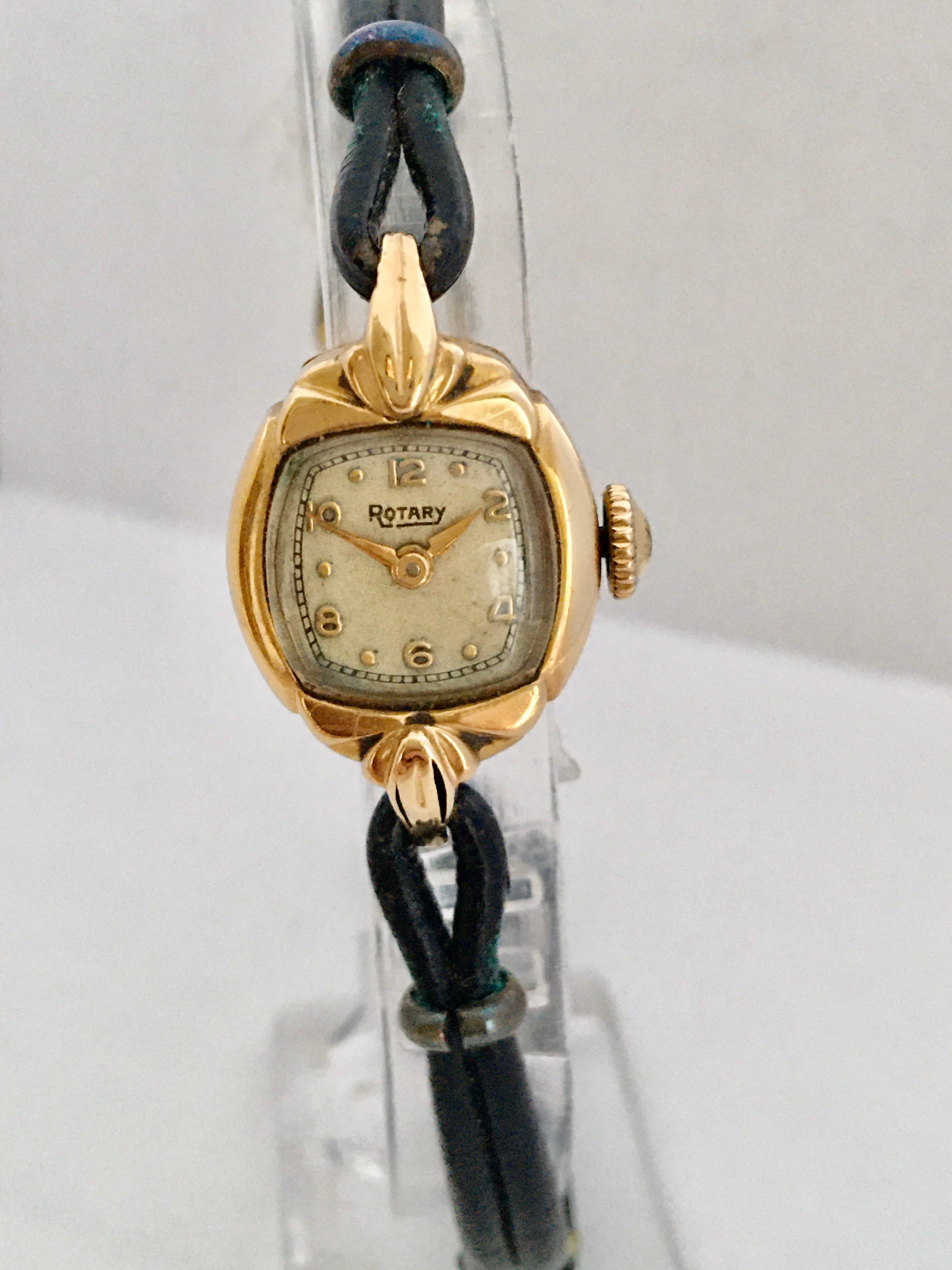 9 Karat Gold Vintage 1940s Rotary Ladies Cocktail Watch For Sale 8