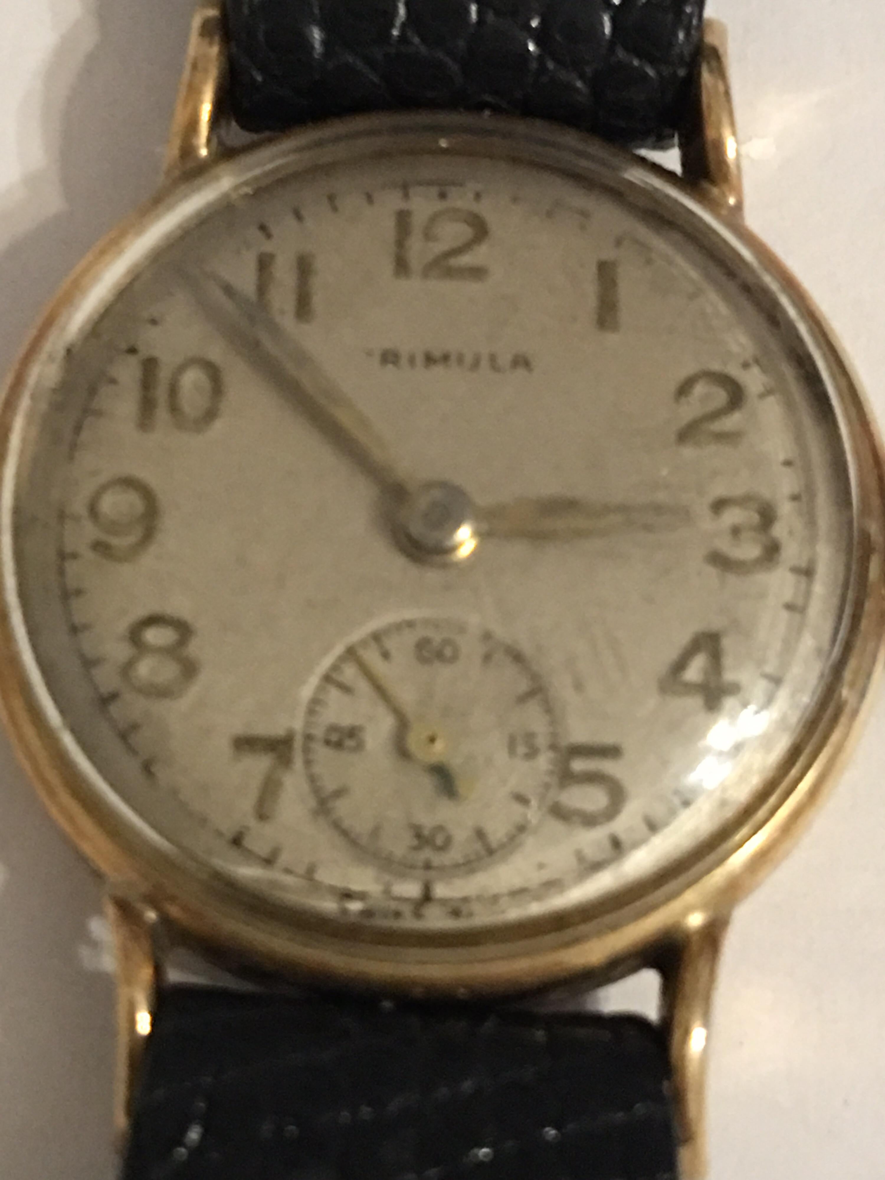 9 Karat Gold Vintage 1950s Ladies Swiss Wristwatch For Sale 10