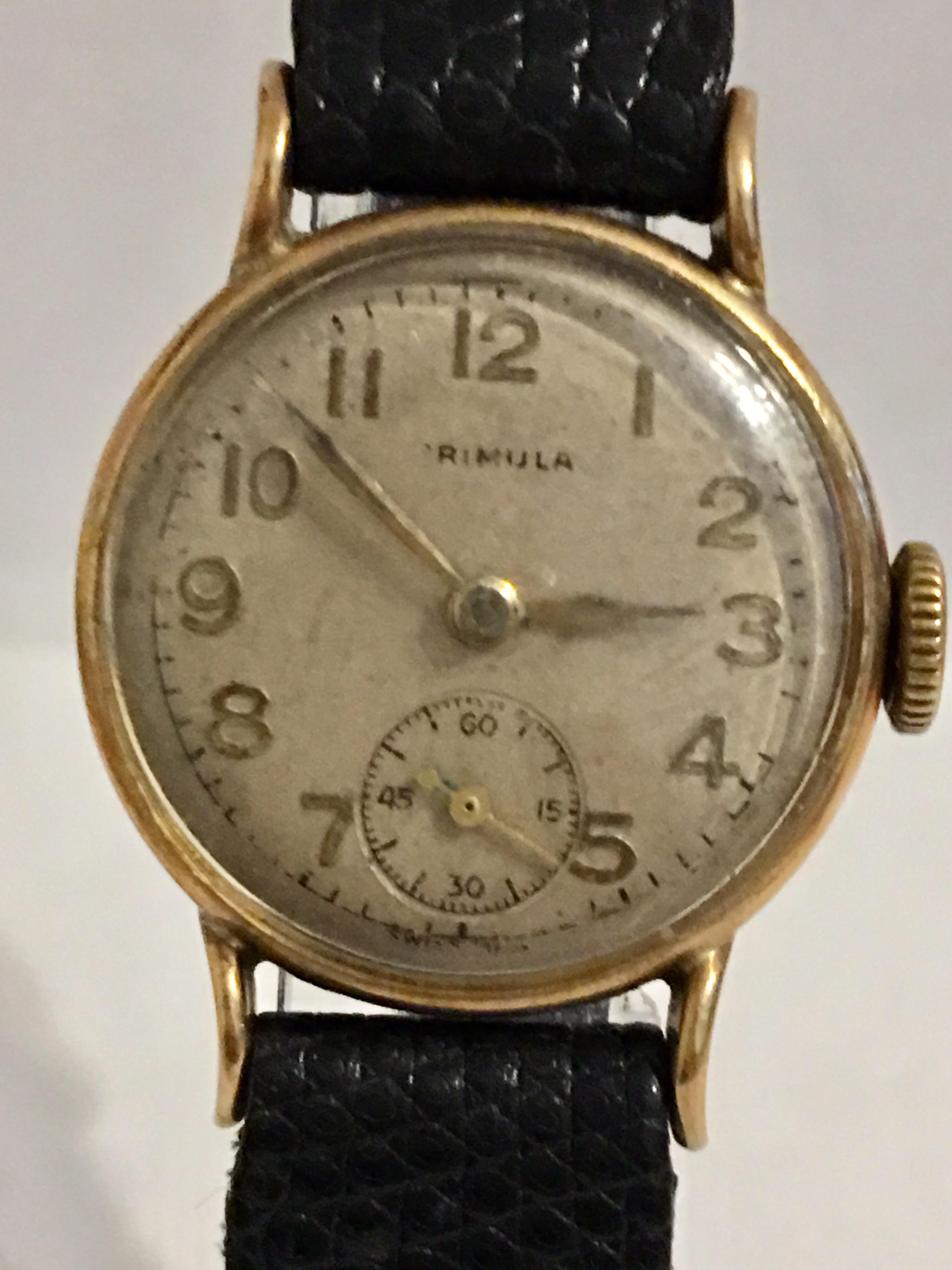 9 Karat Gold Vintage 1950s Ladies Swiss Wristwatch For Sale 11