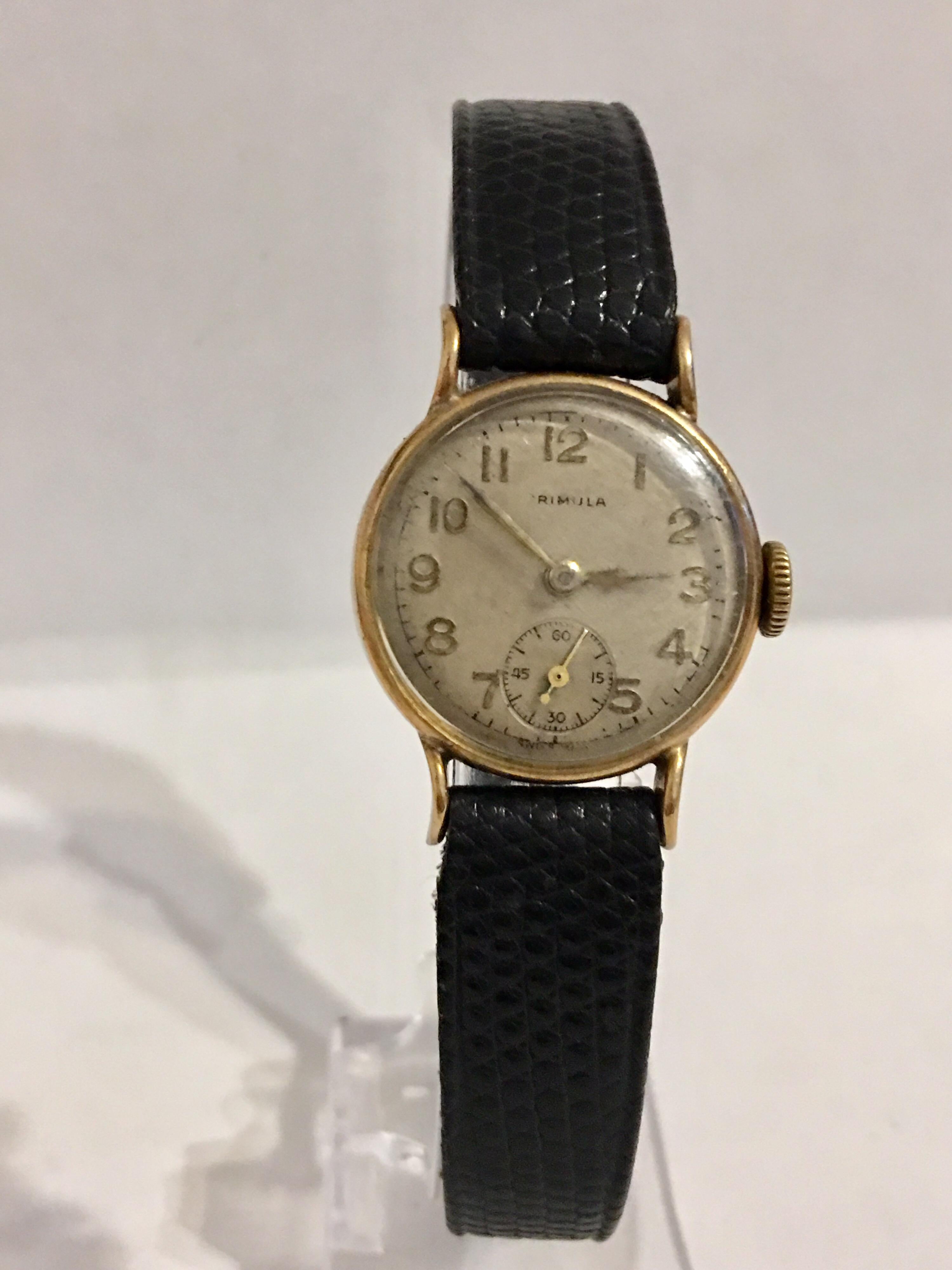 9 Karat Gold Vintage 1950s Ladies Swiss Wristwatch For Sale 12