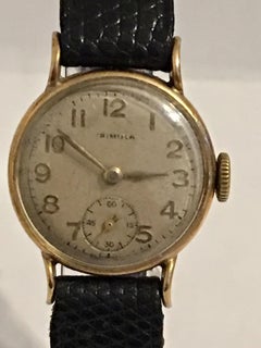 9 Karat Gold Vintage 1950s Ladies Swiss Wristwatch