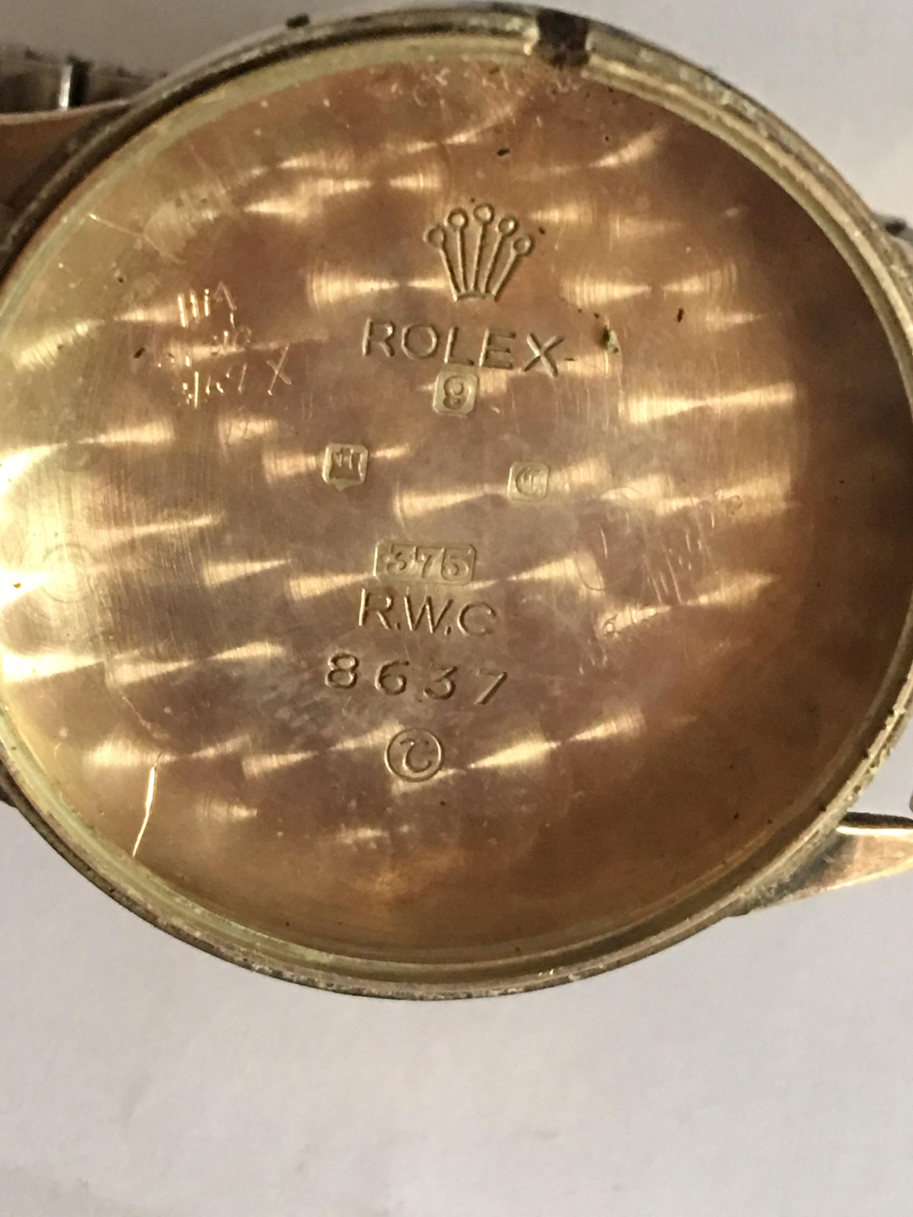 9 Karat Gold Vintage 1950s Tudor Rolex Mechanical Wristwatch For Sale 6