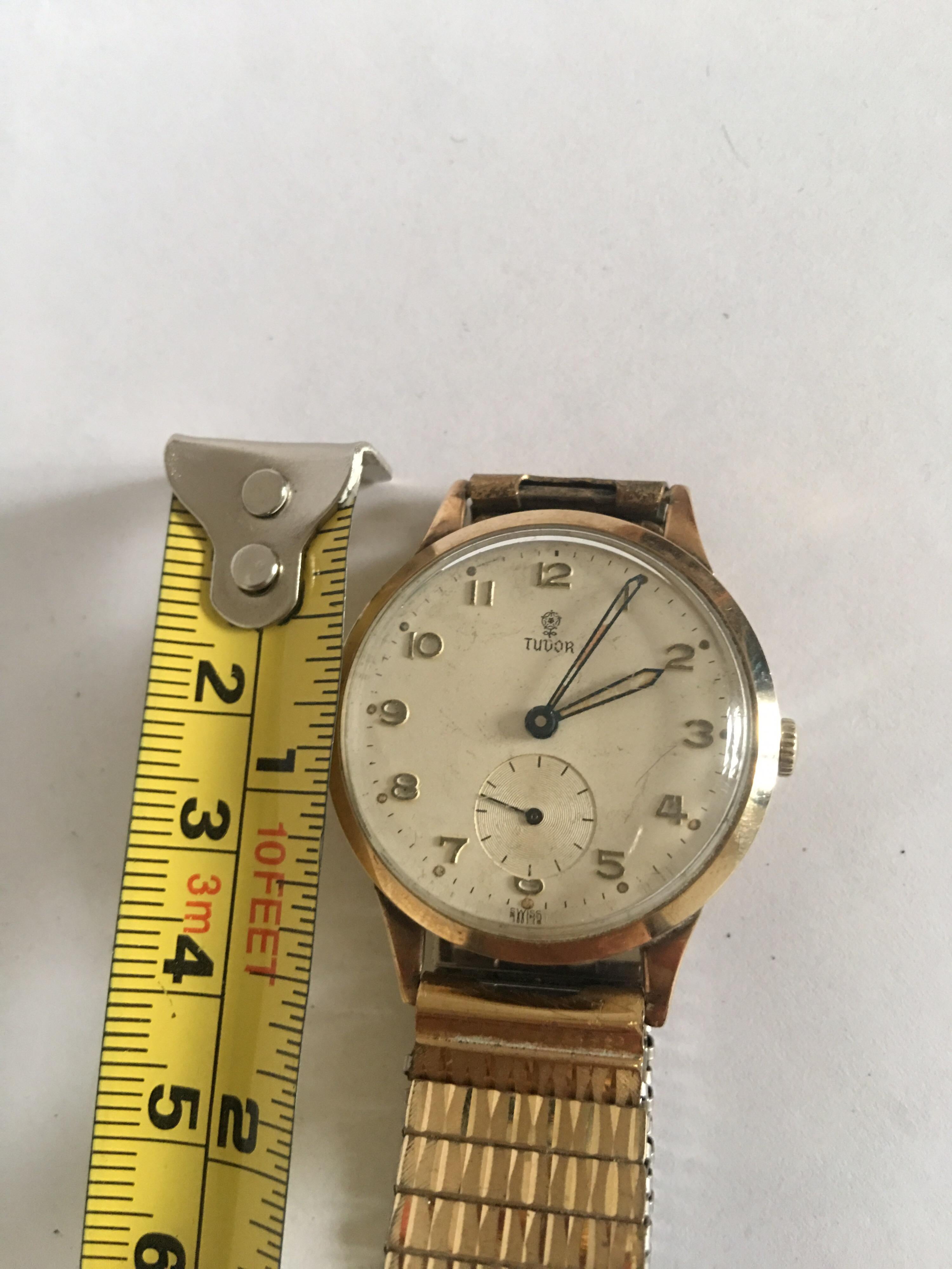 9 Karat Gold Vintage 1950s Tudor Rolex Mechanical Wristwatch For Sale 9