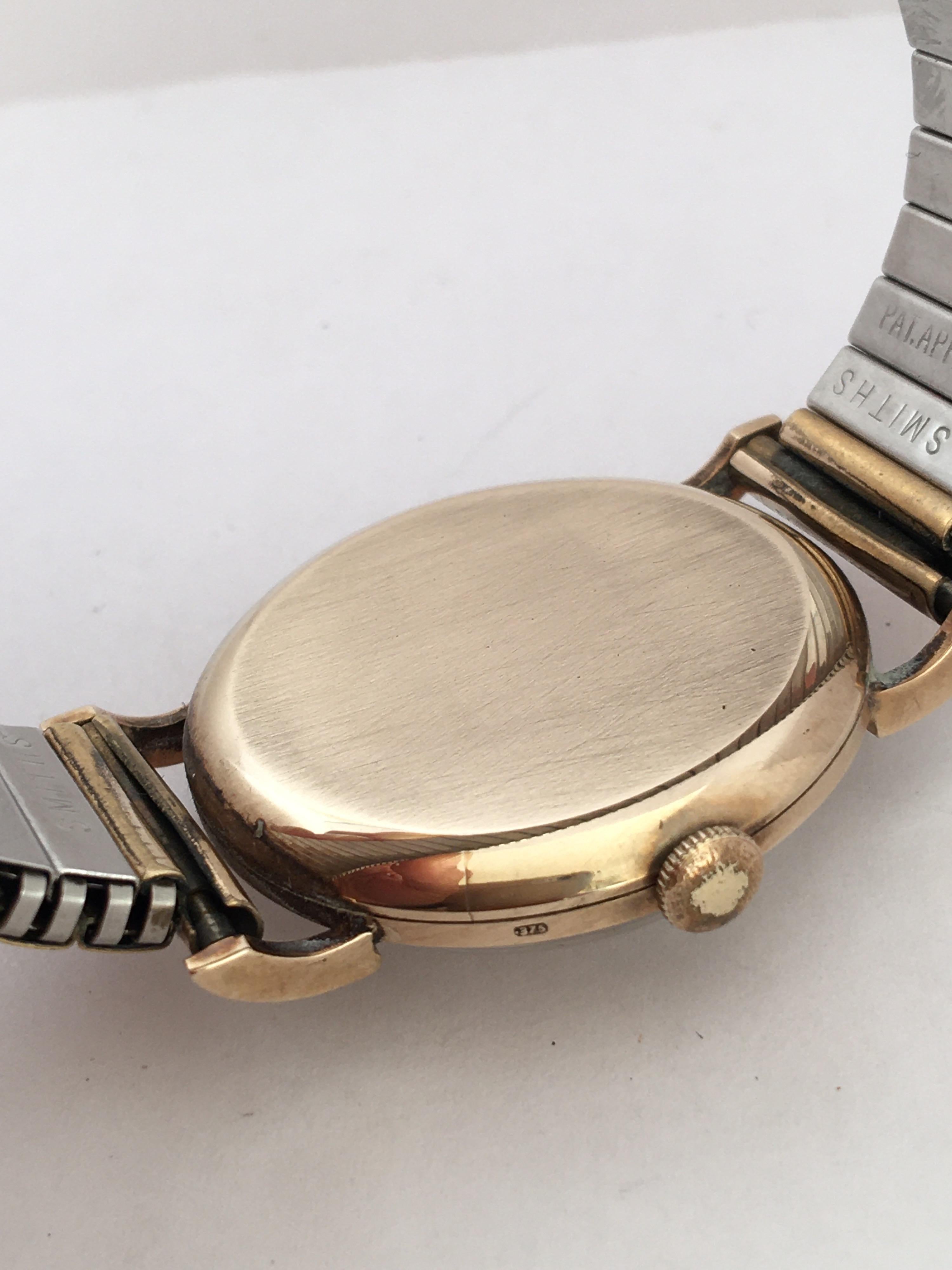 9 Karat Gold Vintage 1960s Bentima Star Mechanical Watch For Sale 3