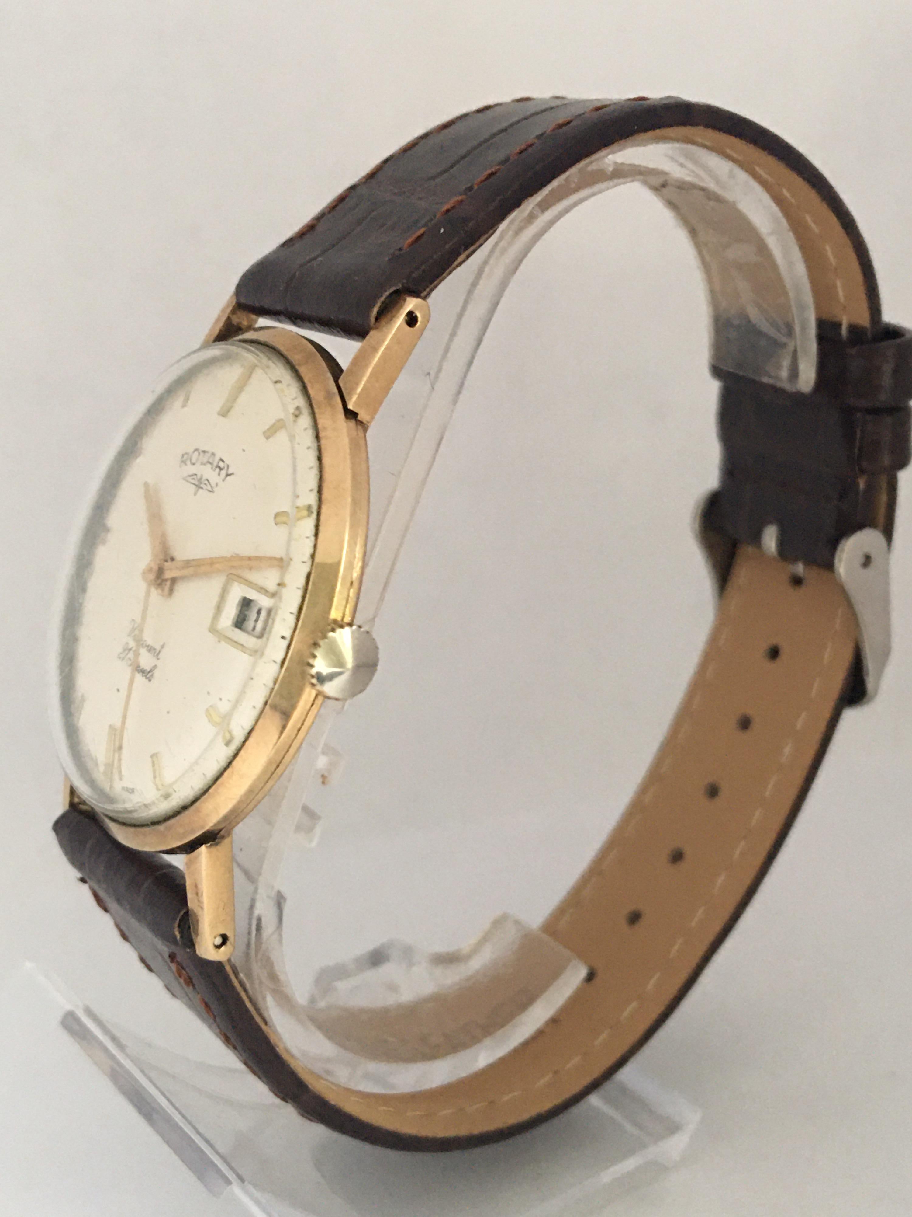 9 Karat Gold Vintage 1960s Rotary Viscount 21 Jewels Watch 1