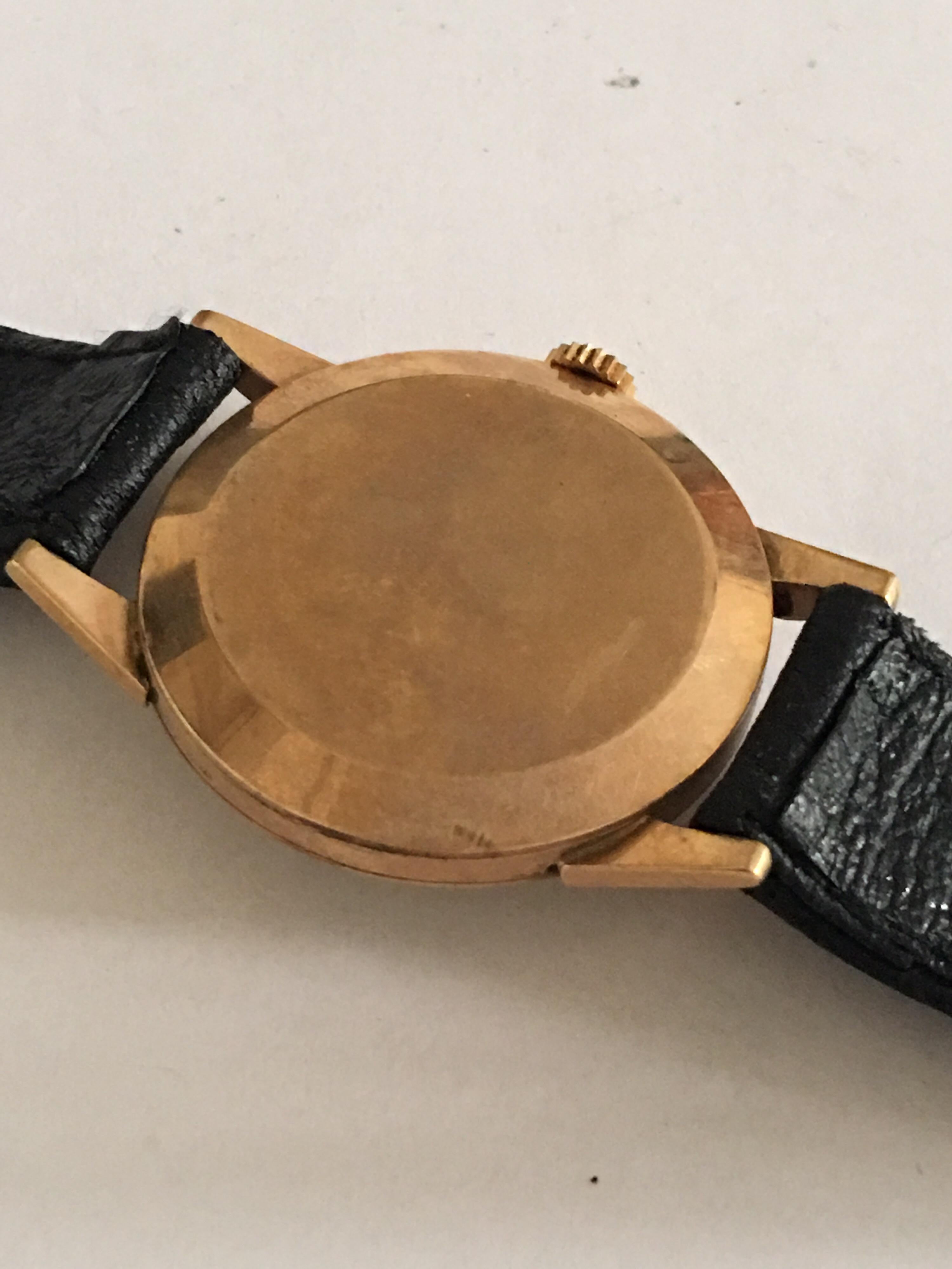 9 Karat Gold Vintage J. W. Benson London 1950s Manual Wristwatch For Sale 4