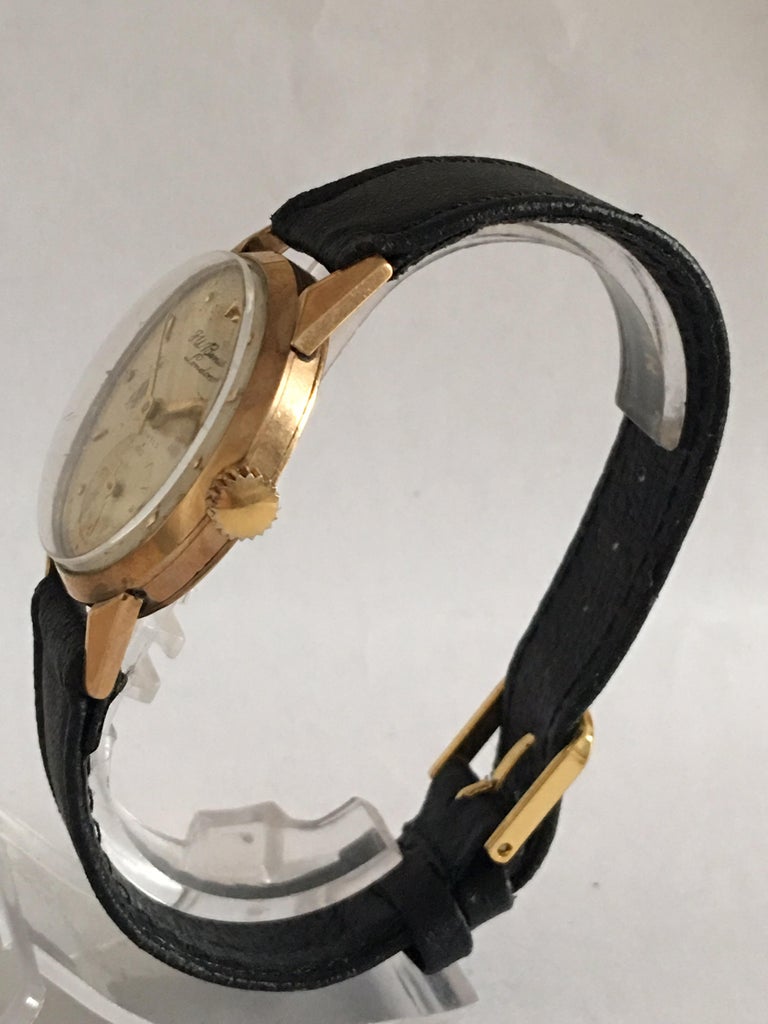 9 Karat Gold Vintage J. W. Benson London 1950s Manual Wristwatch For ...
