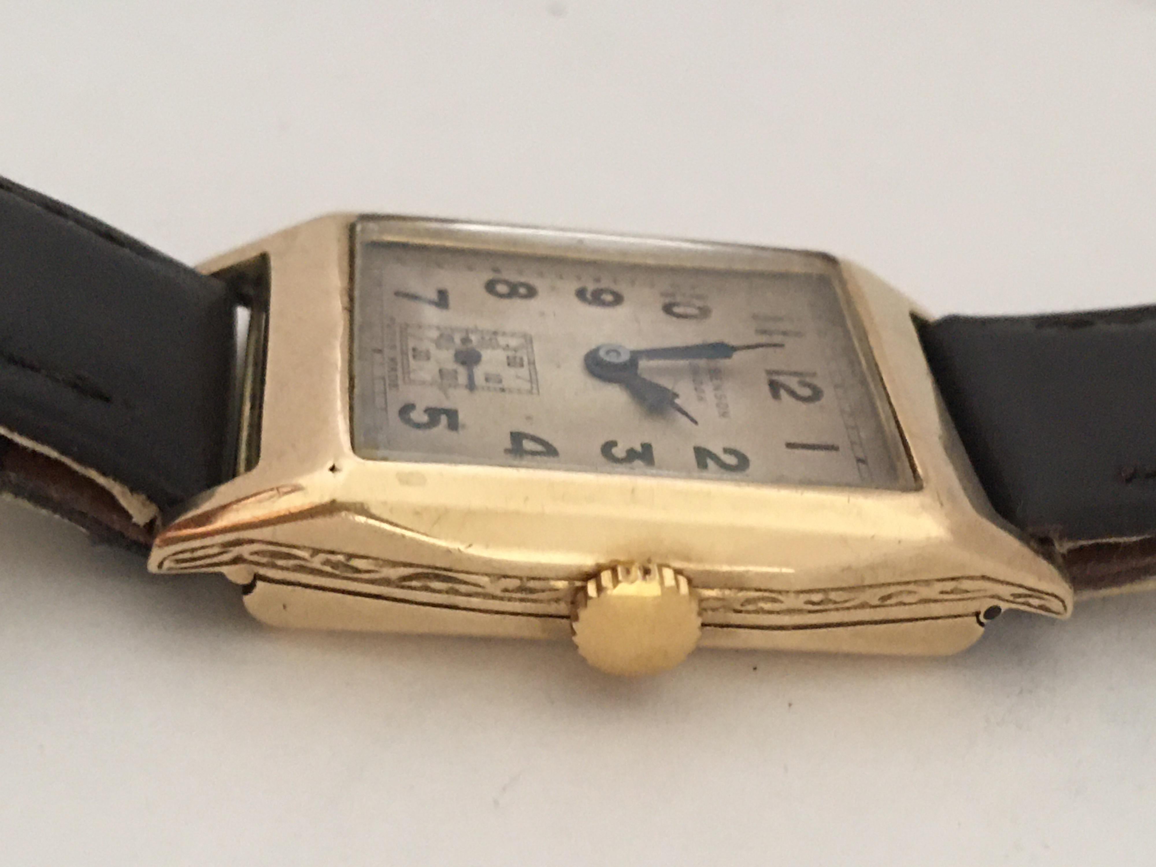 9 Karat Gold Vintage J. W. Benson London Mechanical Watch For Sale 8