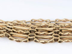 9K Gold Vintage Wide Gate Link Bracelet with Padlock Heart Clasp 6.75" V1064