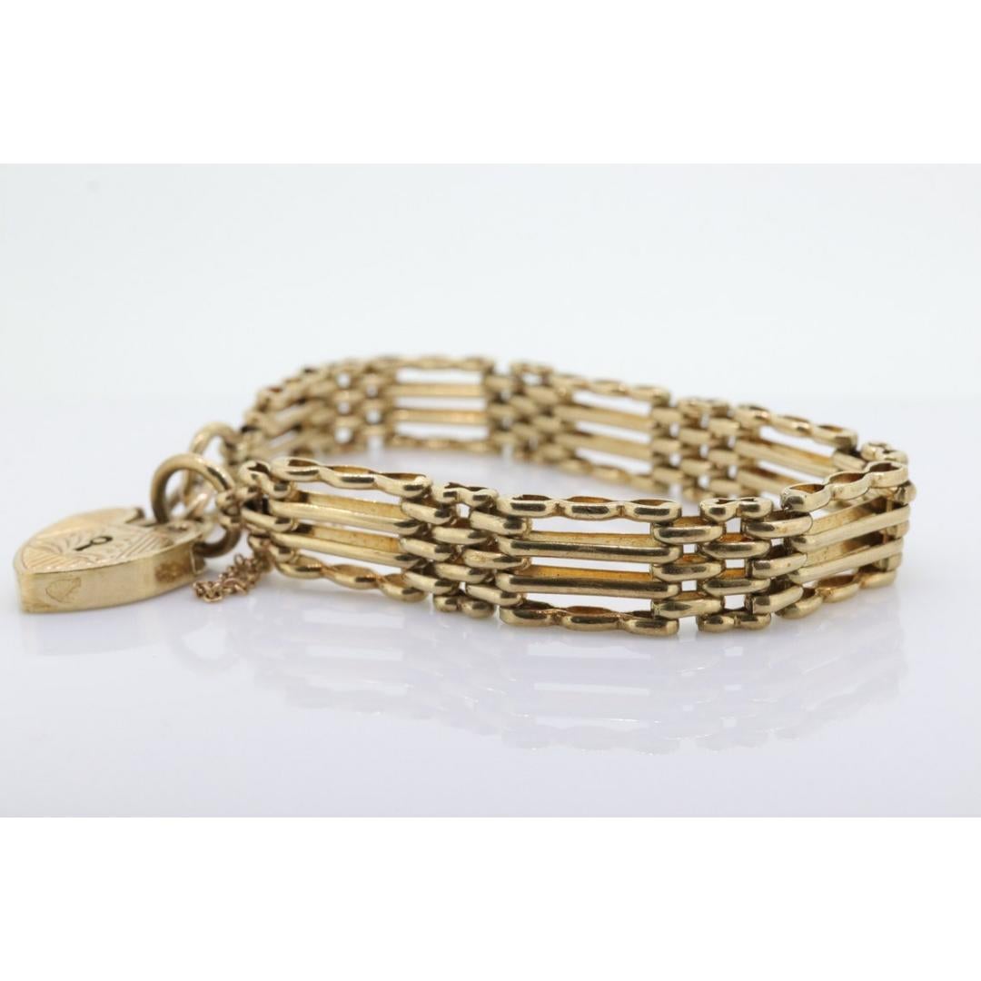 Bracelet cadenas en forme de cœur 9k. Design victorien 7 pouces 19,5 g Bon état - En vente à Port Charlotte, FL