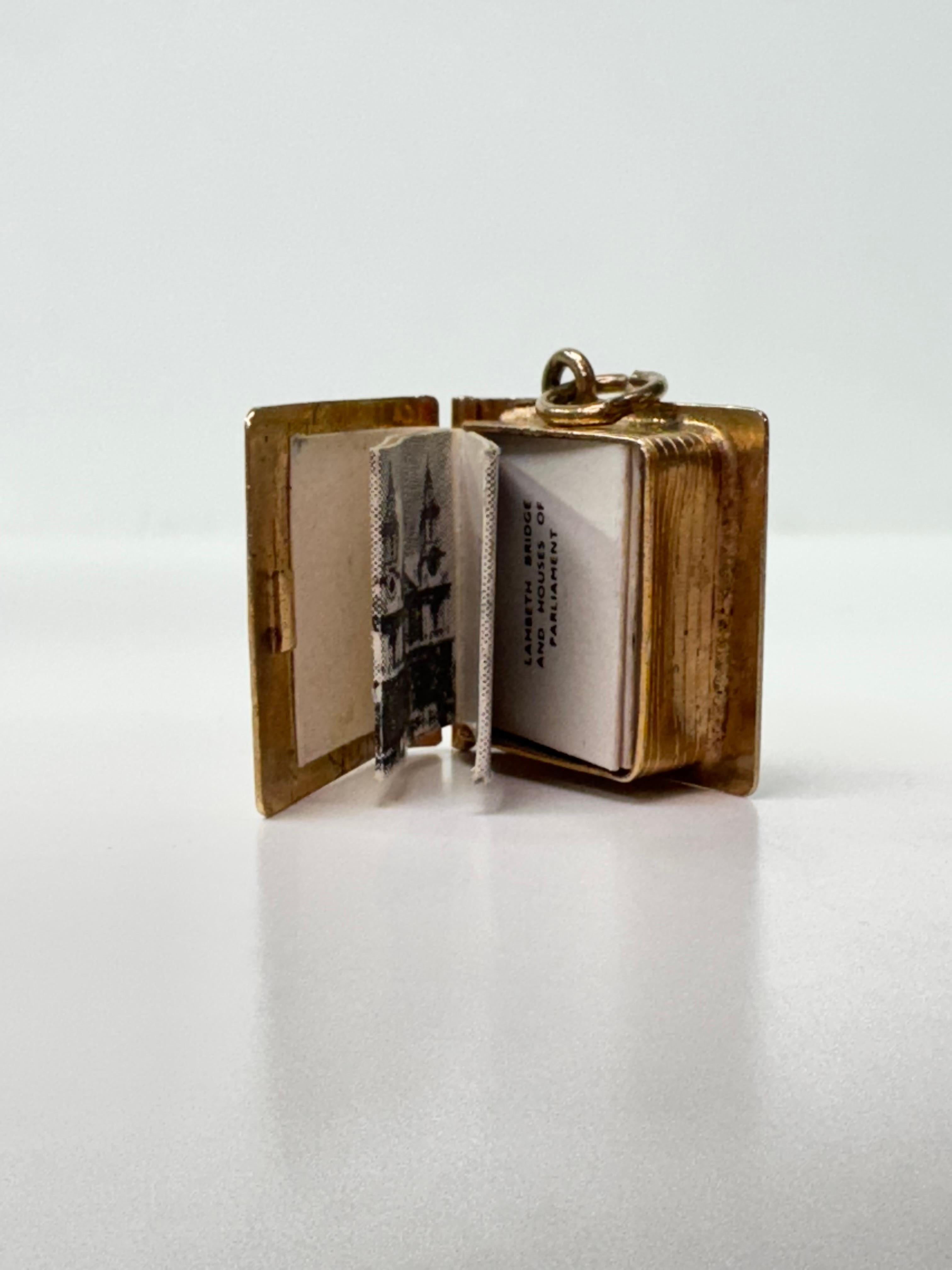 Art Deco 9K London Pictures Book Pendant Charm For Sale