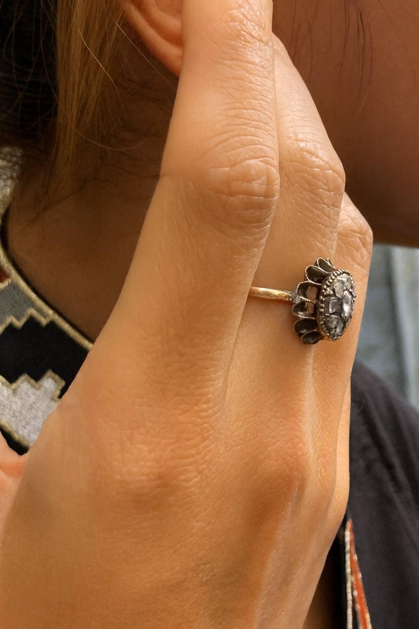 9k Diamantring im Rosenschliff (Viktorianisch) im Angebot