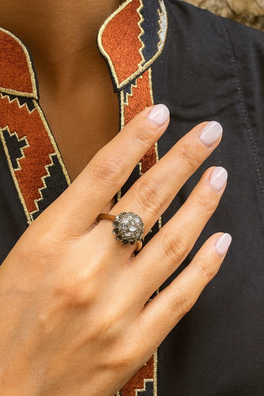9k Diamantring im Rosenschliff (Rose Cut) im Angebot