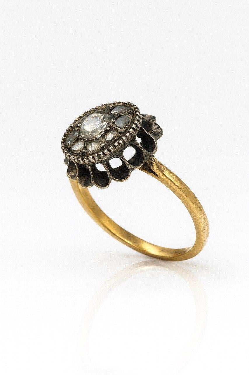 9k Diamantring im Rosenschliff im Zustand „Gut“ im Angebot in Firenze, FI