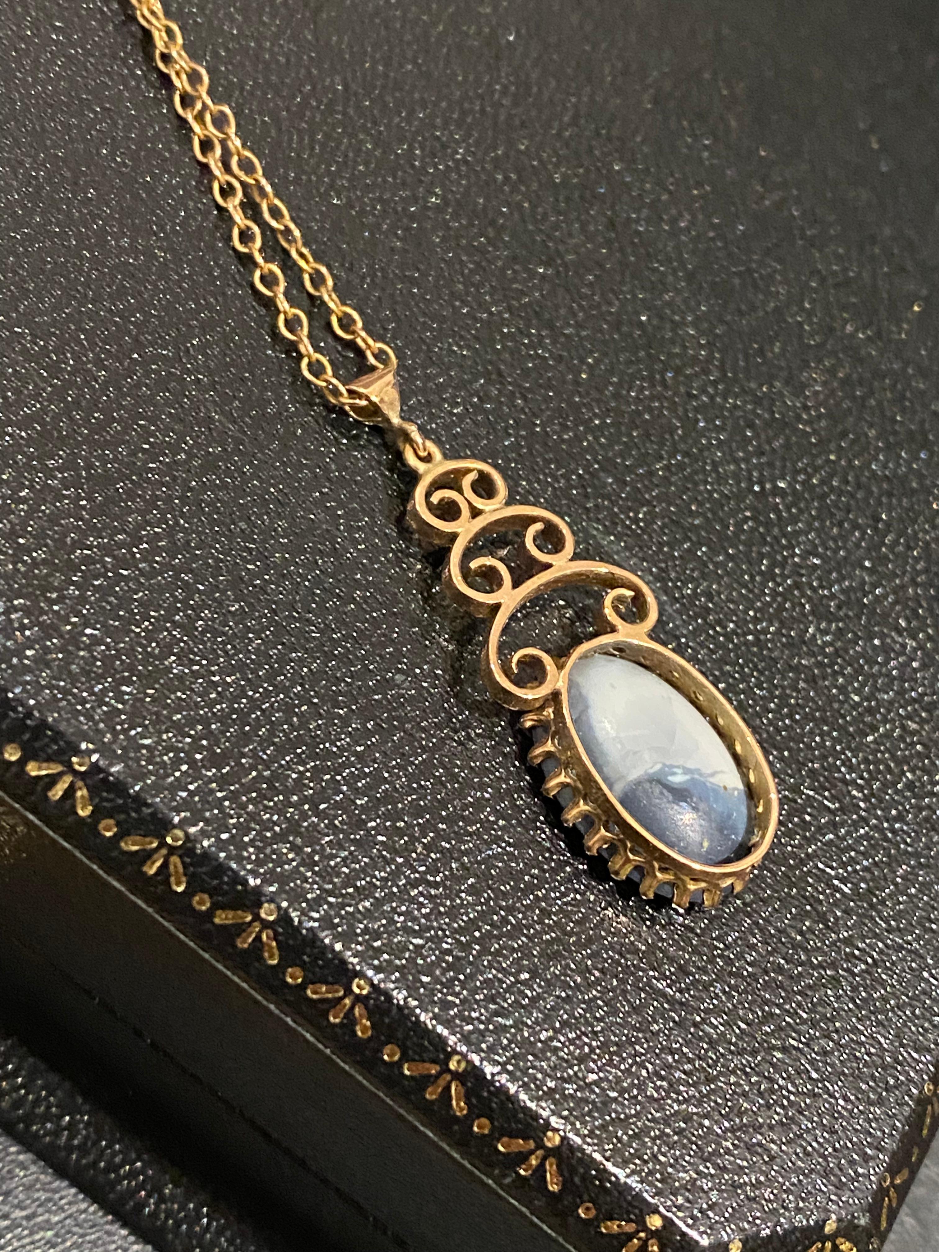 9K Rose Gold 6.00ct Australian Opal Retro 60's Set: Earrings & Pendant + Chain For Sale 8