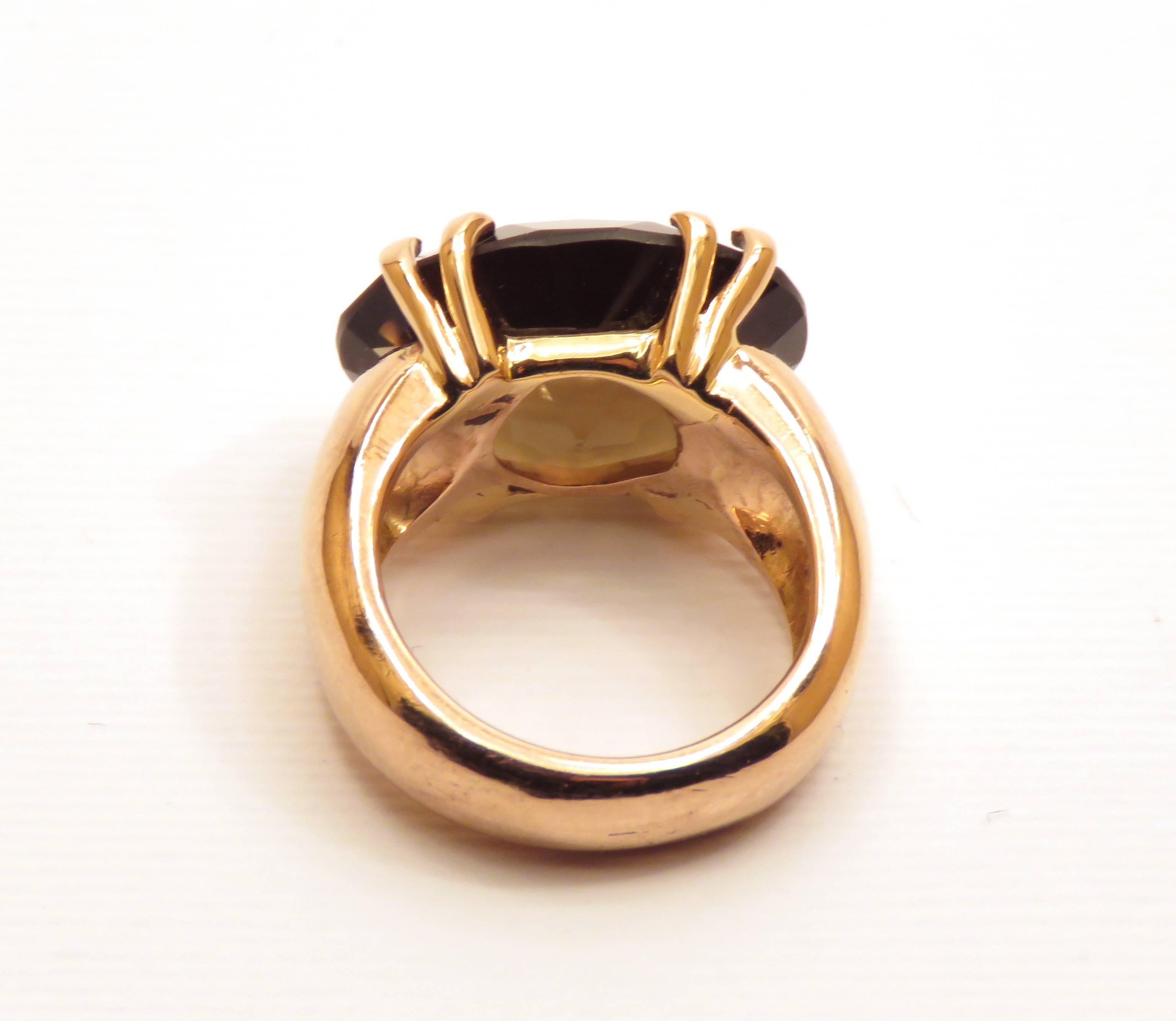  9 Karat Rose Gold Natural Citrine Cocktail Ring Handcratfed in Italy  In New Condition For Sale In Milano, IT