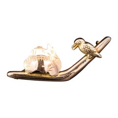 Antique 9K Rose Gold Federation Boomerang & Kookaburra Brooch Circa 1901