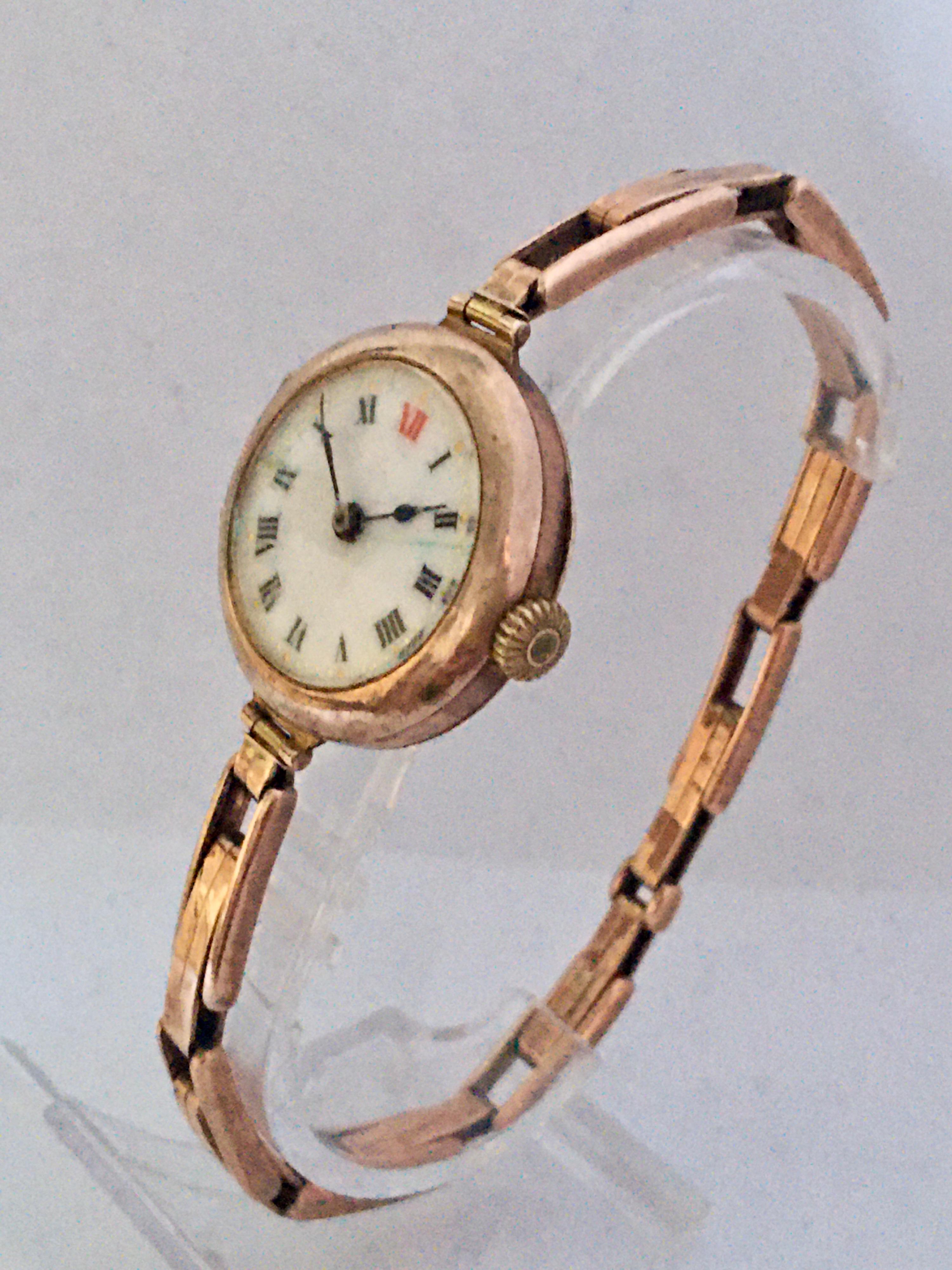 9 Karat Rose Gold Ladies Antique Trench Watch In Fair Condition In Carlisle, GB