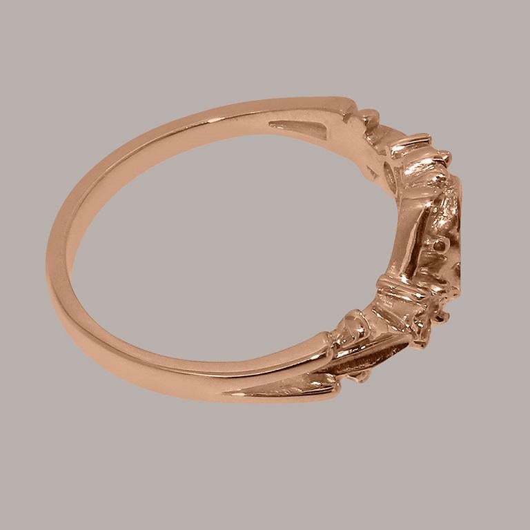 For Sale:  9K Rose Gold Natural Amethyst & Cubic Zirconia Womens Trilogy Ring Customizable 5