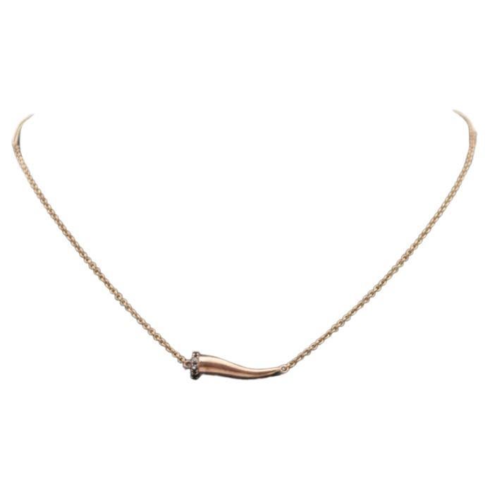 9K Rose Gold Halskette und Anhänger mit natürlichen schwarzen Diamanten_127476 im Angebot