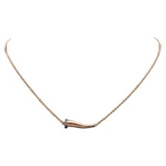 9K Rose Gold Halskette und Anhänger mit natürlichen schwarzen Diamanten_127476