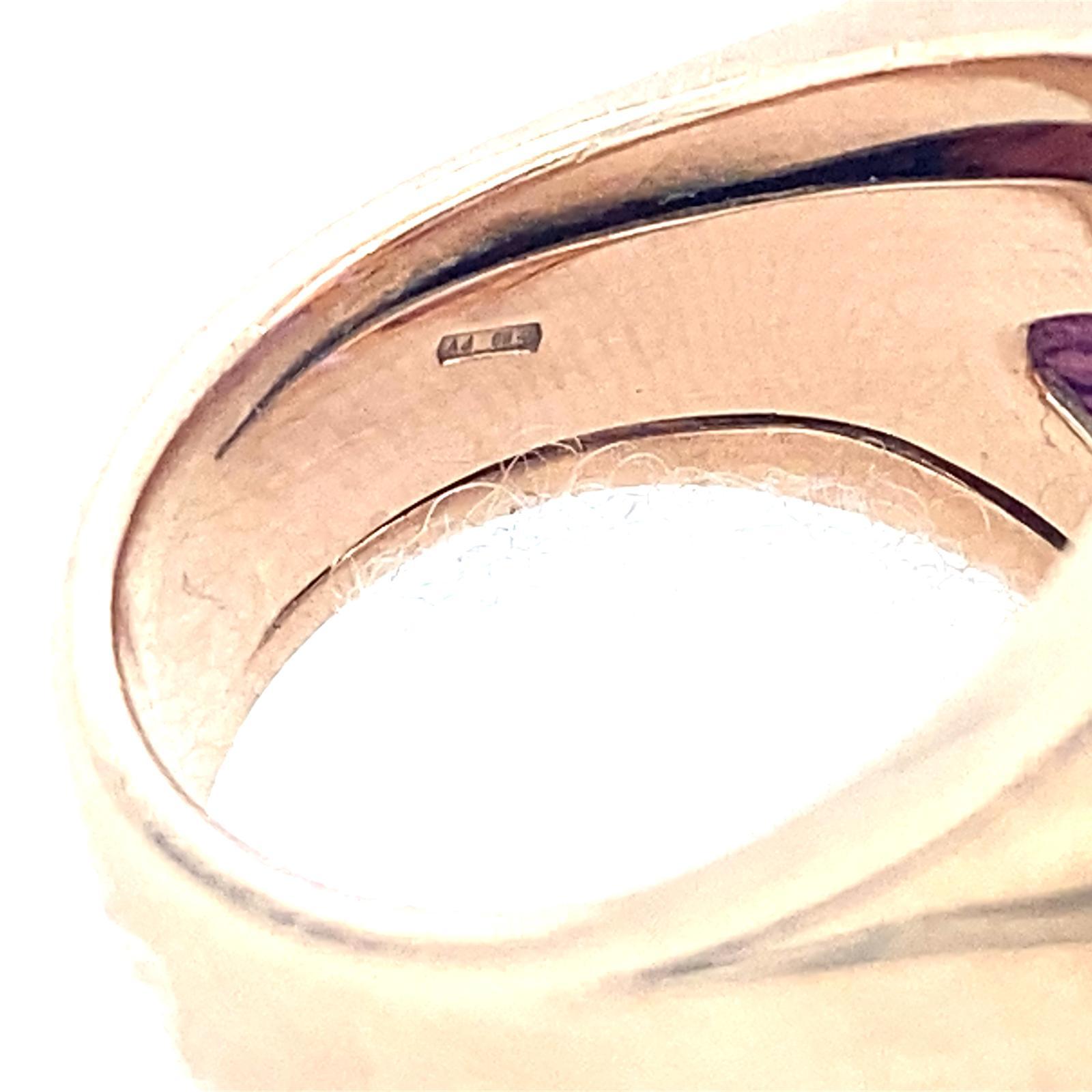 9k Rose Gold & Oval Amethyst Cocktail Ring w/ Diamond Accents, Size 6.25 For Sale 6