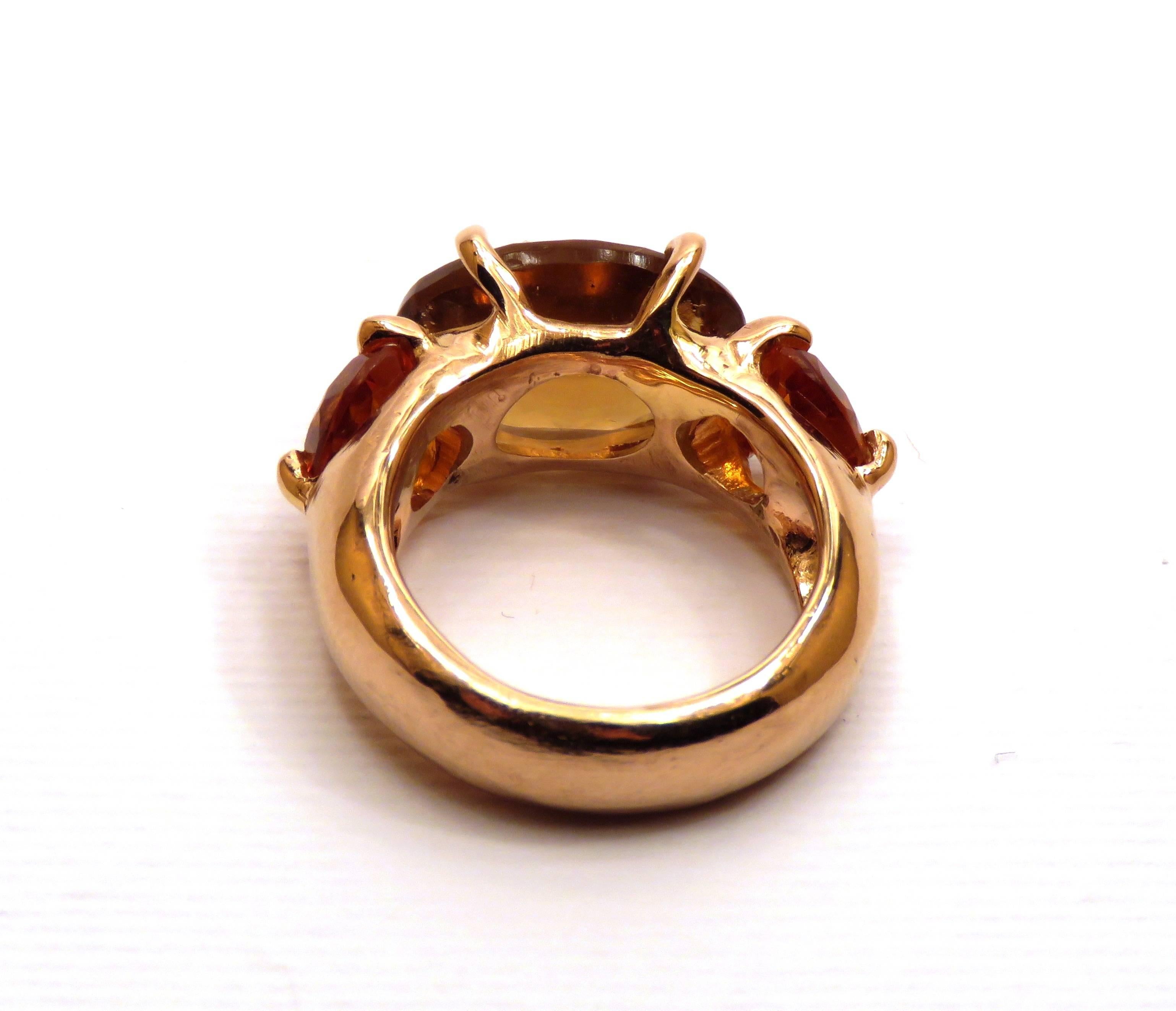 Modern Rose Gold Orange Citrine Ring Handcrafted in Italy by Botta gioielli