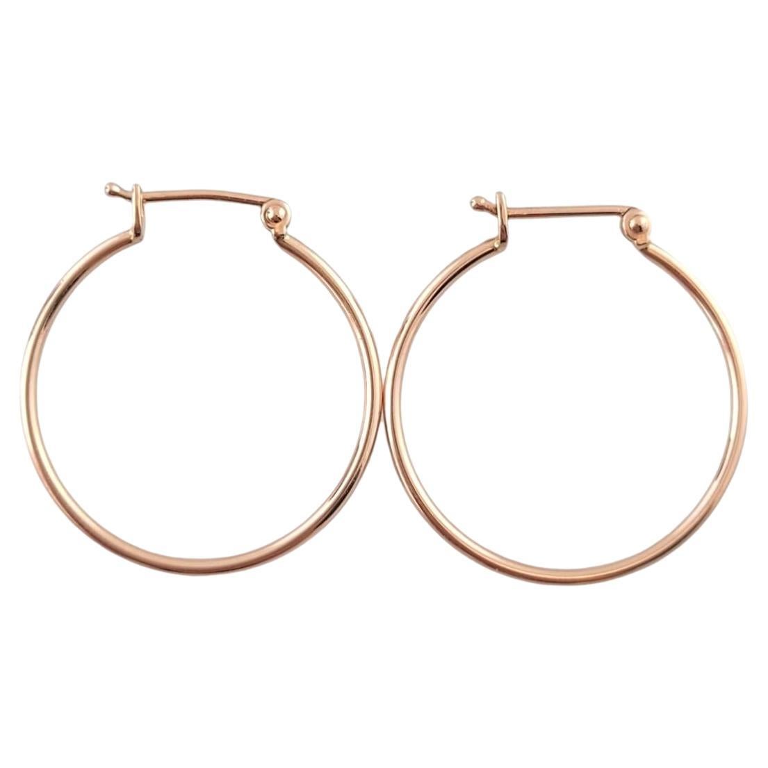 9K Rose Gold Thin Hoop Earrings #17387 For Sale