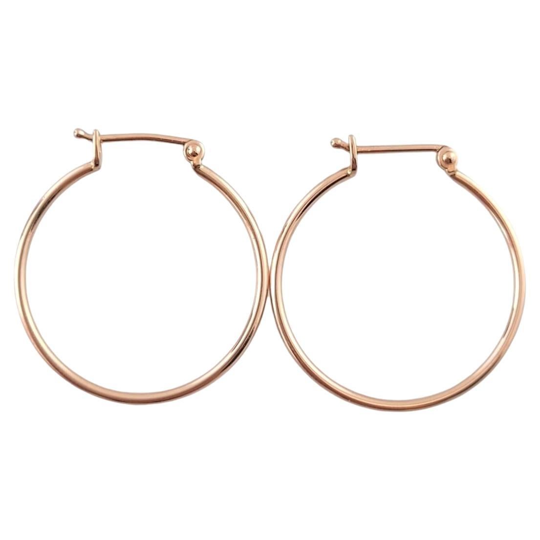 9K Rose Gold Thin Hoop Earrings #17387