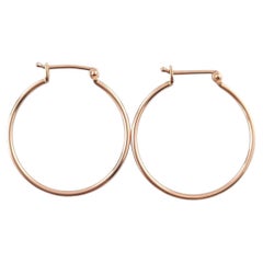 9K Rose Gold Thin Hoop Earrings #17387
