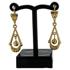 Boucles d'oreilles pendantes en or rose 9K de style victorien Revive étrusque "archéologique".