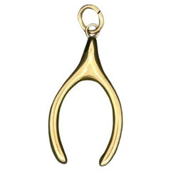 9K Rose Gold Wishbone Vintage Pendant, 27mm x 13mm.