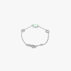 9K Satin White Gold Kensington Bracelet with Green Amethyst