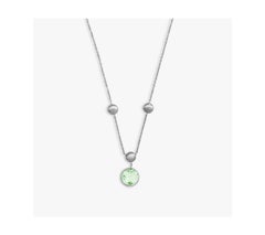 Collar de cadena Kensington de oro blanco satinado de 9 quilates con amatista verde