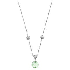 9K Satin White Gold Kensington Chain Necklace with Green Amethyst