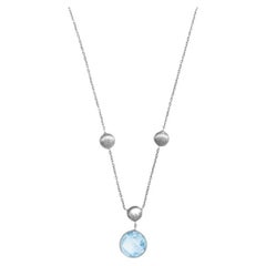 Chaîne collier Kensington en or blanc satiné 9 carats avec topaze