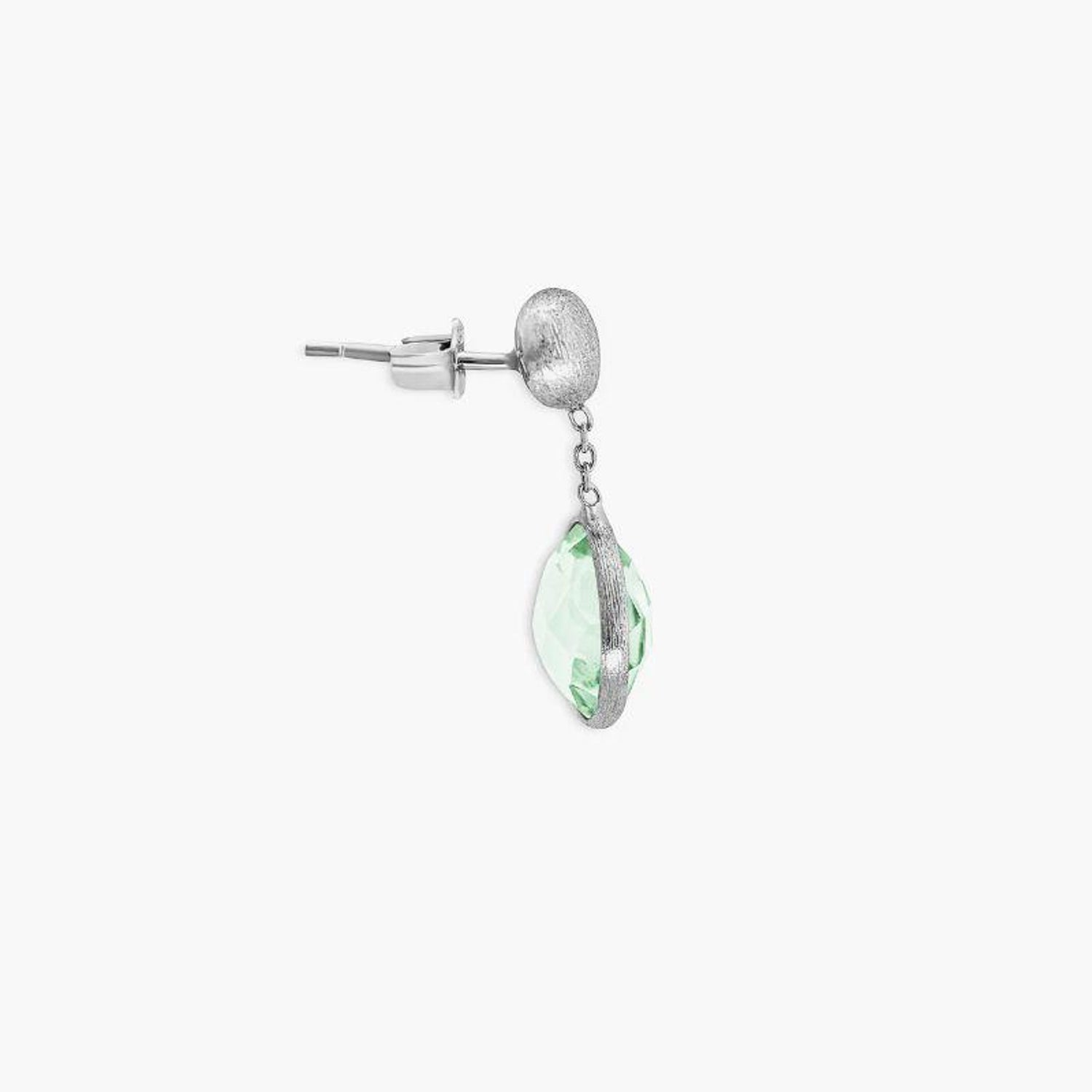 9k Satin White Gold Kensington Drop Earrings with Green Amethyst For Sale  at 1stDibs