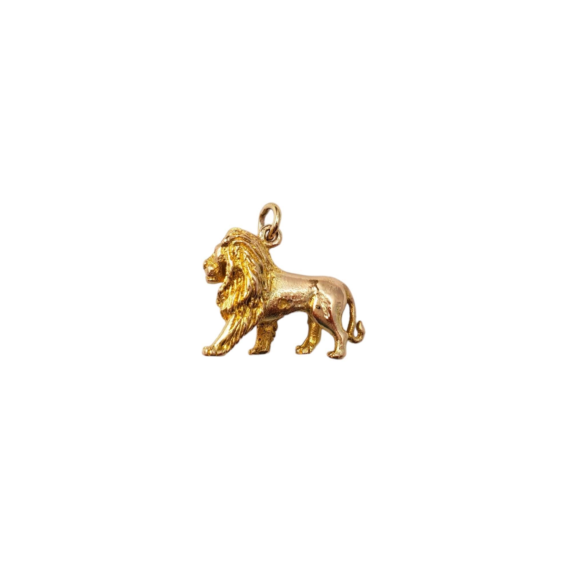 Vintage 9K Yellow Gold Lion Charm - 

This solid 9K gold lion charm captures the essence of the king of the jungle. 

Size:  15.55mm X 6.90mm

Weight:  4.1dwt. /  6.5 gr.

Marked: .375

Very good condition, professionally polished.

Will come