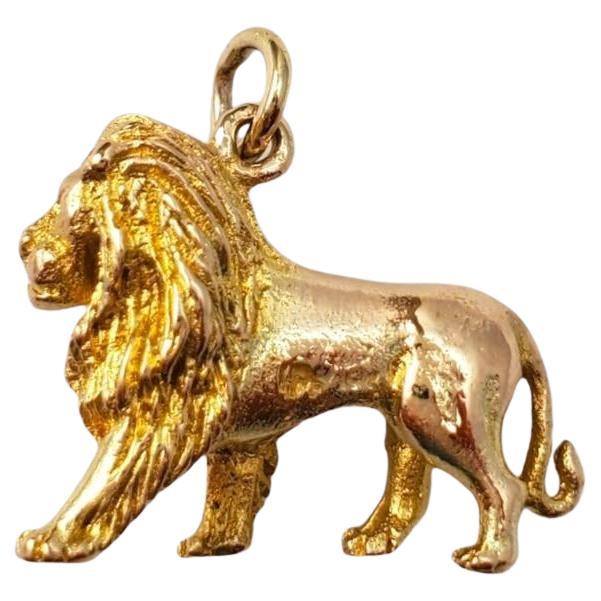 9K Solid Yellow Gold Lion Charm #16586 For Sale