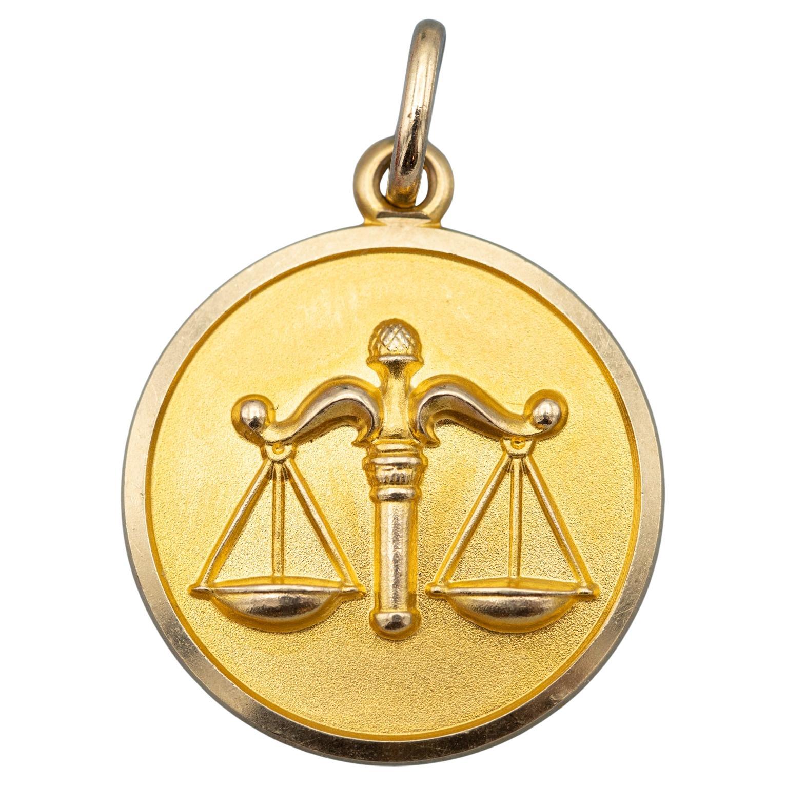 9K Colgante vintage signo del zodiaco - Libra - Oro amarillo macizo de 9 quilates Colgante signo del zodiaco