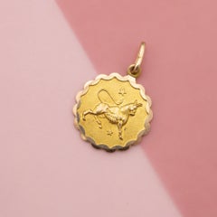 9K Vintage zodiac charm - Taurus - 9 karat solid yellow gold Star sign pendant