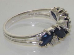 9k White Gold Natural Deep Blue Sapphire & Diamond Eternity Ring Customizable