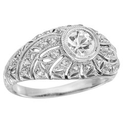 Anello a cupola con zaffiro bianco naturale in oro bianco 9K Vintage Styler