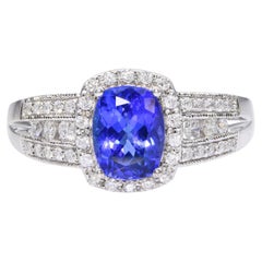 9k White Gold Tanzanite and Diamond Statement Ring