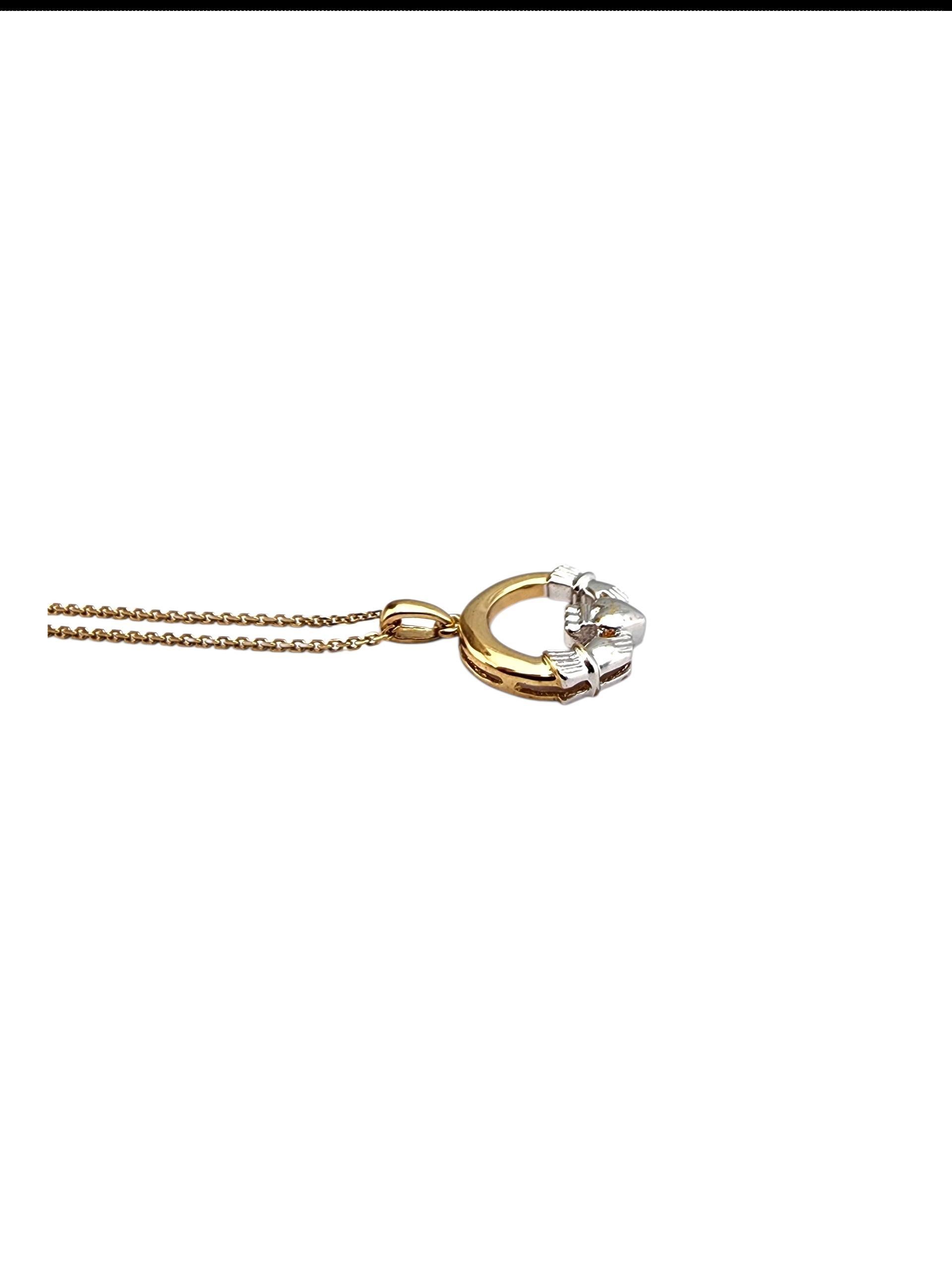 9K Yellow and White Gold Claddagh Pendant Necklace #22412 For Sale 1