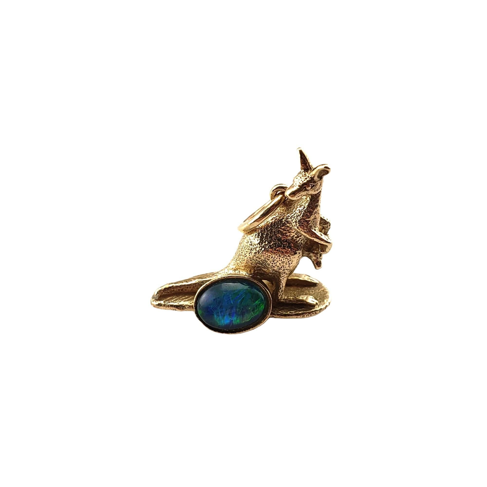 Oval Cut 9K Yellow Gold and Black Opal Kangaroo Charm #15948 For Sale