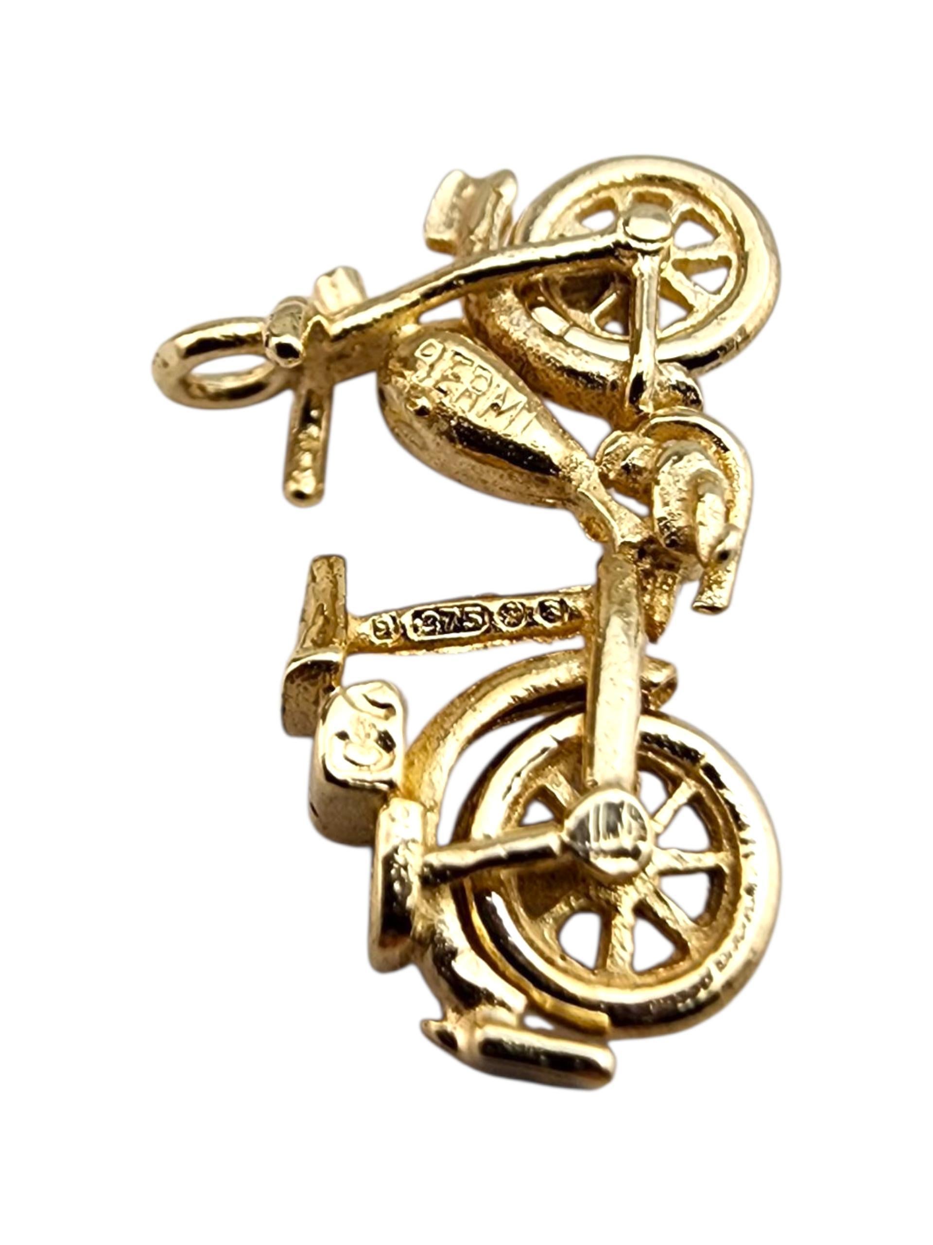 Breloque bicyclette articulée en or jaune 9K #22383 Pour femmes en vente