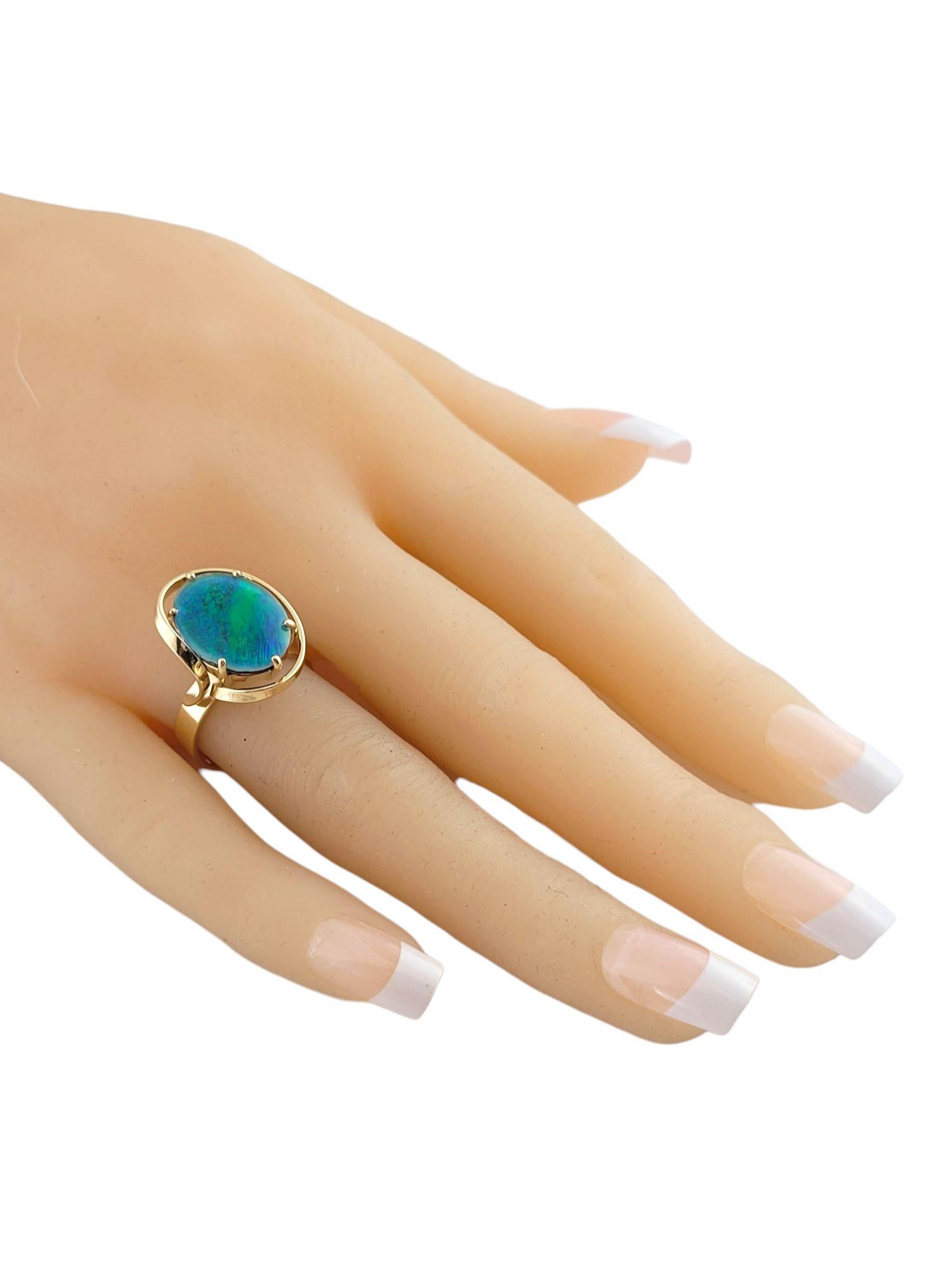 9K Yellow Gold Black Opal Ring Size 6.25-6.5 #14772 For Sale 3
